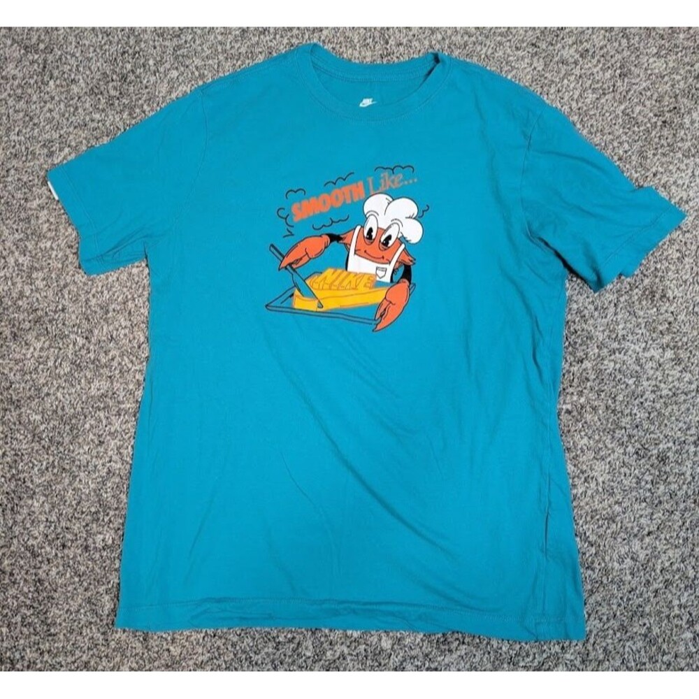Nike Mens L Smooth Like Butter Crab Chef Graphic T-Shirt Teal Blue Streetwear